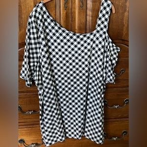 Isaac Mizrahi Live! One cold Shoulder Top Gingham 3X
